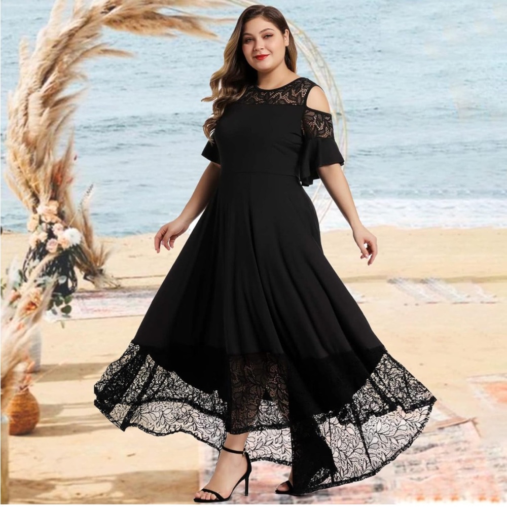 NWT Lalagen Plus Size Lace Cold Shoulder Maxi Dress